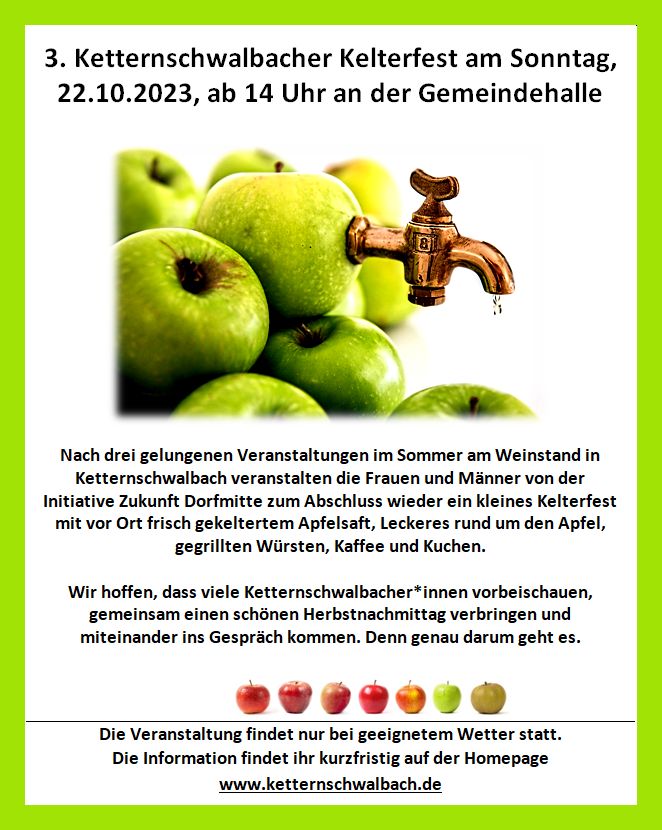 Werbung Kelterfest 2023 für WWW